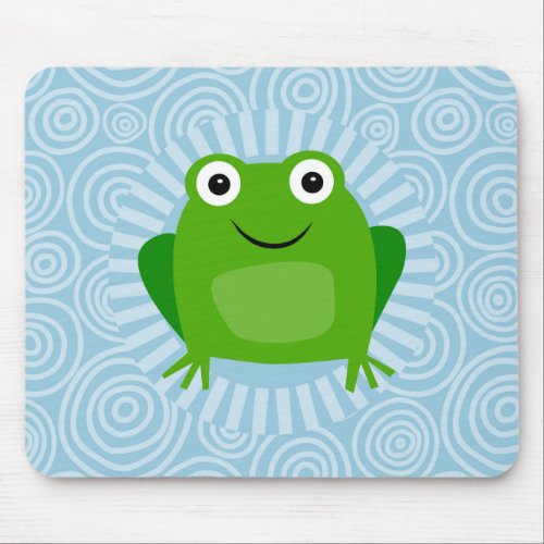 Funny Frog _ Cute Froggy On Blue Mouse Pad