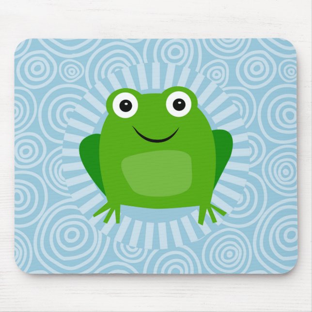 Funny Frog - Cute Froggy On Blue Mouse Pad (Front)