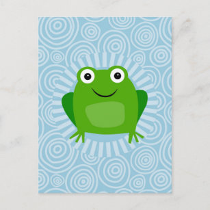 Funny Frog - Cute Froggy On Blue Postcard