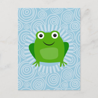 Funny Frog - Cute Froggy On Blue Postcard