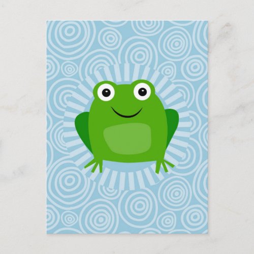 Funny Frog _ Cute Froggy On Blue Postcard