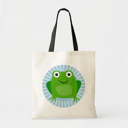 Funny Frog _ Cute Froggy On Blue Tote Bag