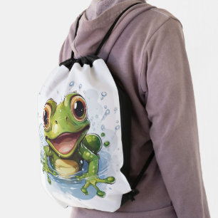 Funny frog drawstring bag