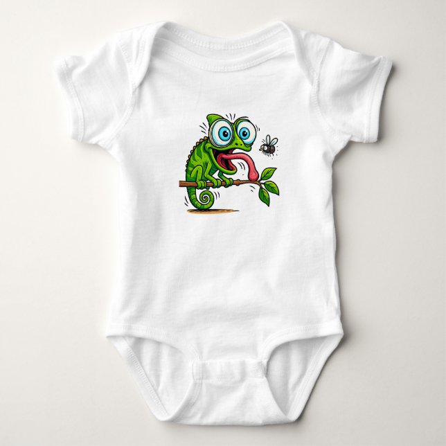 Funny Frog Eating Donut Baby Bodysuit - Cute  (Front)