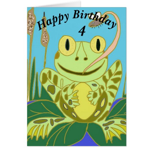 Funny Frog editable age kids birthday Cards (Front)