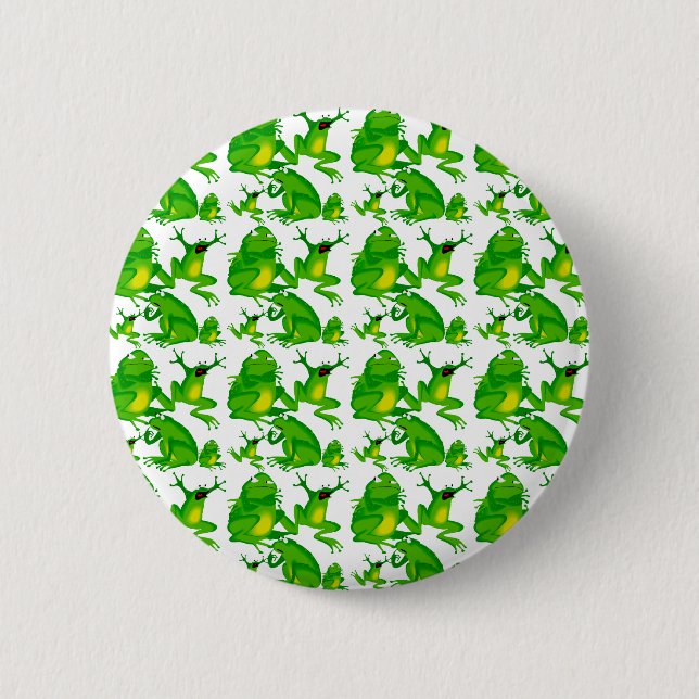 Funny Frog Emotions Mad Curious Scared Frogs Button (Front)