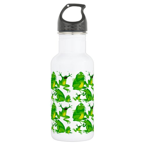 Funny Frog Emotions Mad Curious Scared Frogs Water Bottle