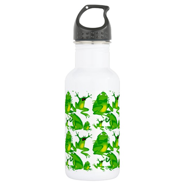 Funny Frog Emotions Mad Curious Scared Frogs Water Bottle (Front)