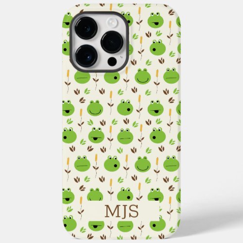 Funny Frog Faces Pattern Monogram  Case_Mate iPhone 14 Pro Max Case