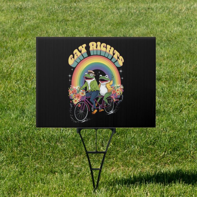 Funny Frog Gay Rights LGBT Rainbow Pride Month  Sign (Insitu)
