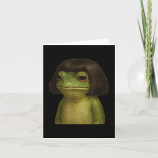 Funny Frog Girl Bob Hair Meme Art  Card