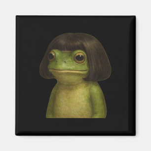 Funny Frog Girl Bob Hair Meme Art  Magnet