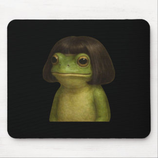 Funny Frog Girl Bob Hair Meme Art  Mouse Pad