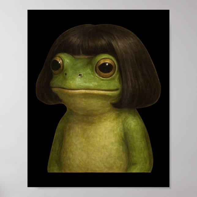 Funny Frog Girl Bob Hair Meme Art  Poster (Front)