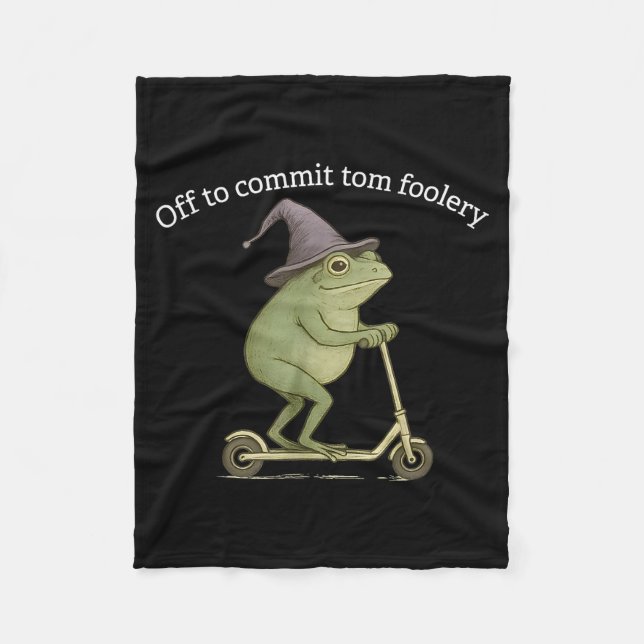 Funny Frog Graphic Saying Off To Commit Tom Fooler Fleece Blanket (Front)