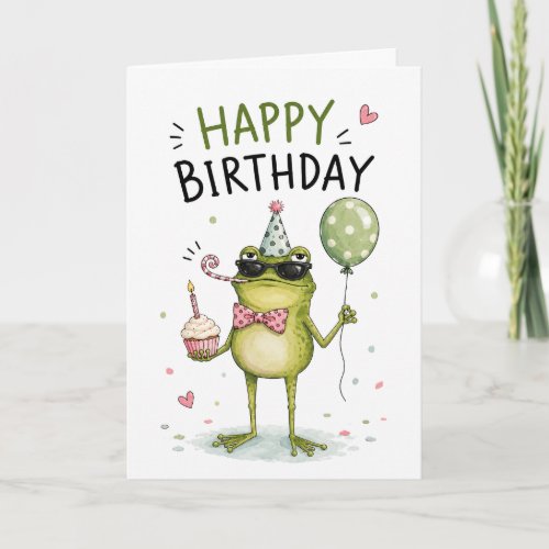 Funny Frog Happy Birthday Card | Cute Frog