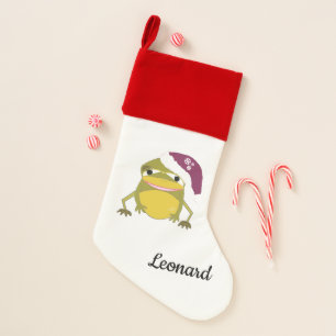 Funny Frog in a Santa Hat Christmas Stocking