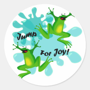Funny Frog Jump for Joy Classic Round Sticker