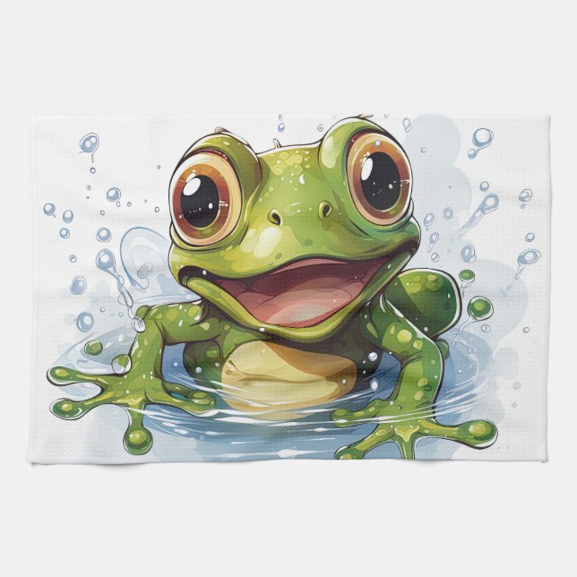 Funny frog kitchen towel (Horizontal)