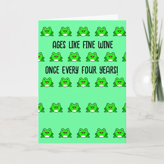 Funny Frog Leap Year Birthday Card (Front)