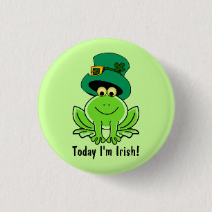 Funny Frog Leprechaun with Top Hat I'm Irish Button