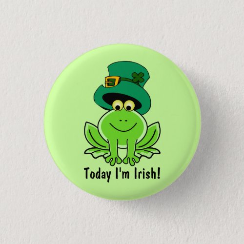 Funny Frog Leprechaun with Top Hat Im Irish Button