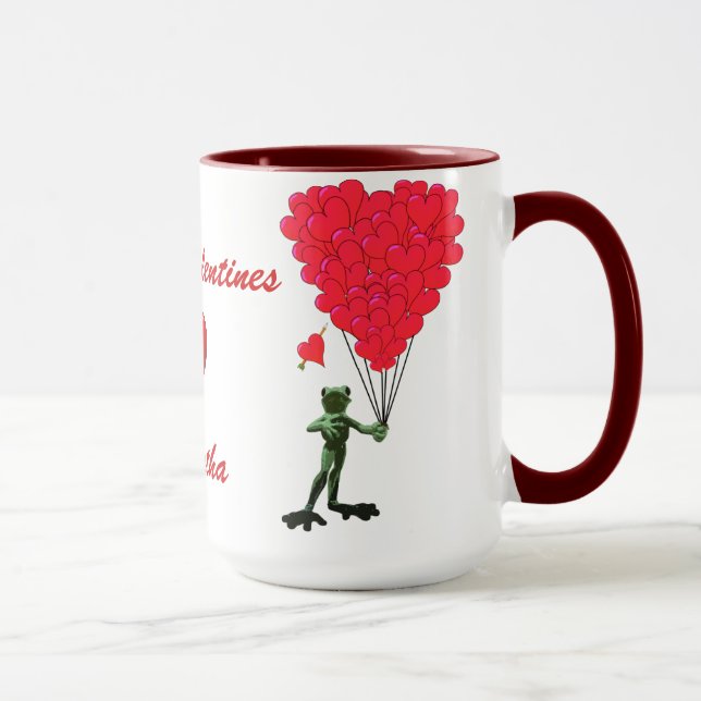 Funny frog & love heart Valentines Mug (Right)
