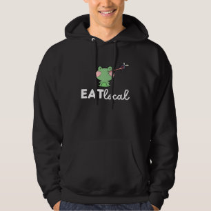 Funny Frog Lover Design With Cute Eat Local Quote Hoodie
