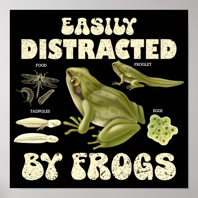 Funny Frog Lover Easily Distracted By Frogs Poster (Front)