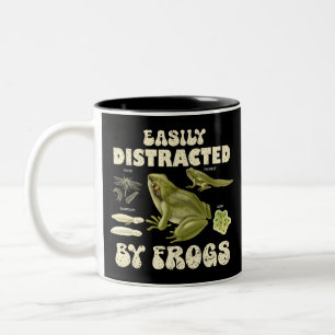 Funny Frog Lover Easily Distracted By Frogs Two-Tone Coffee Mug