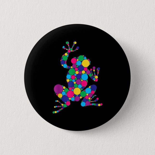 Funny Frog Lovers Polka Dot Art Student Happy Dot  Button (Front)