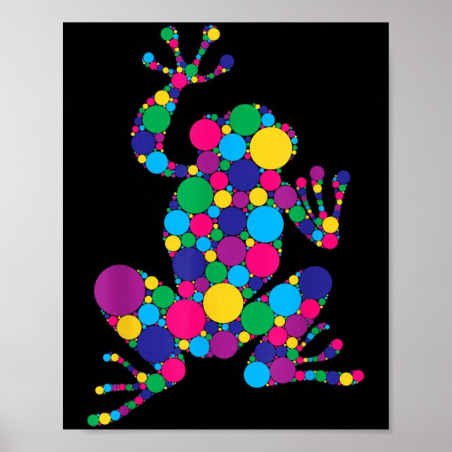 Funny Frog Lovers Polka Dot Art Student Happy Dot  Poster (Front)