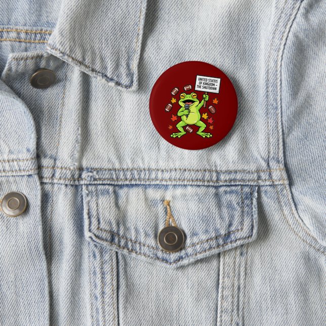 Funny Frog Meme Satire – United States of Kingdom  Button (In Situ)