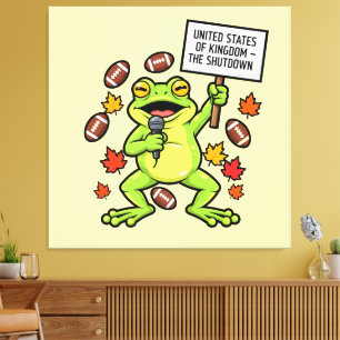 Funny Frog Meme Satire – United States of Kingdom Canvas Print