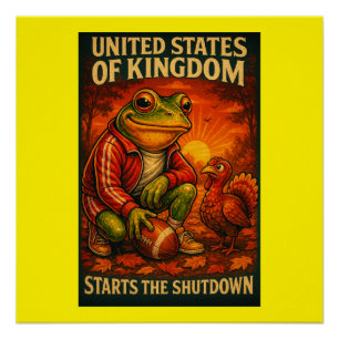 Funny Frog Meme Satire – United States of Kingdom Poster