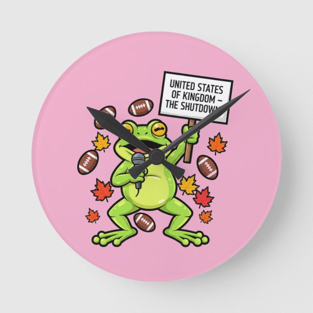 Funny Frog Meme Satire – United States of Kingdom  Round Clock (Front)