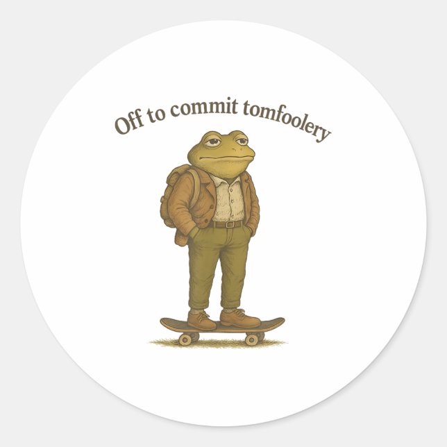 Funny Frog Meme Silly Dark Humor Off To Commit Tom Classic Round Sticker (Front)