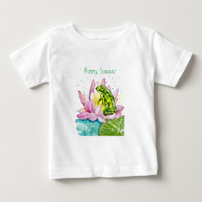 Funny frog on a lotus baby T-Shirt (Front)