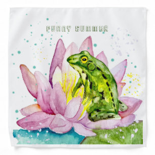 Funny frog on a lotus bandana