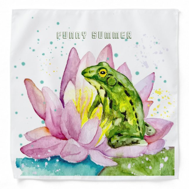 Funny frog on a lotus bandana (Front)