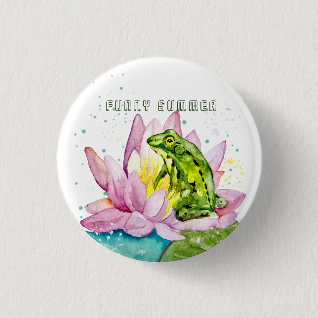 Funny frog on a lotus button (Front)