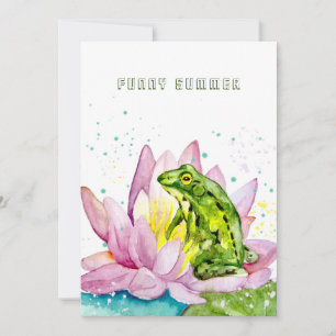 Funny frog on a lotus invitation
