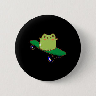 Funny Frog On Skateboard Aesthetic Cute Kawaii Ska Button