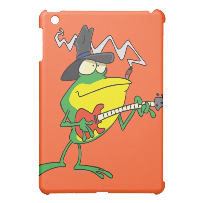 funny frog playing bass guitar froggy cartoon iPad mini covers