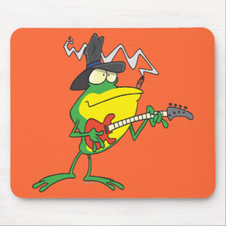 funny frog playing bass guitar froggy cartoon mouse pad