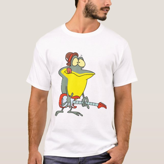 funny frog playing electric guitar T-Shirt (Front)