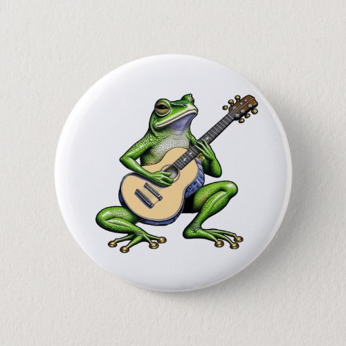 Funny Frog Playing Guitar Button