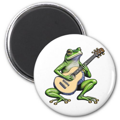 Funny Frog Playing Guitar Magnet