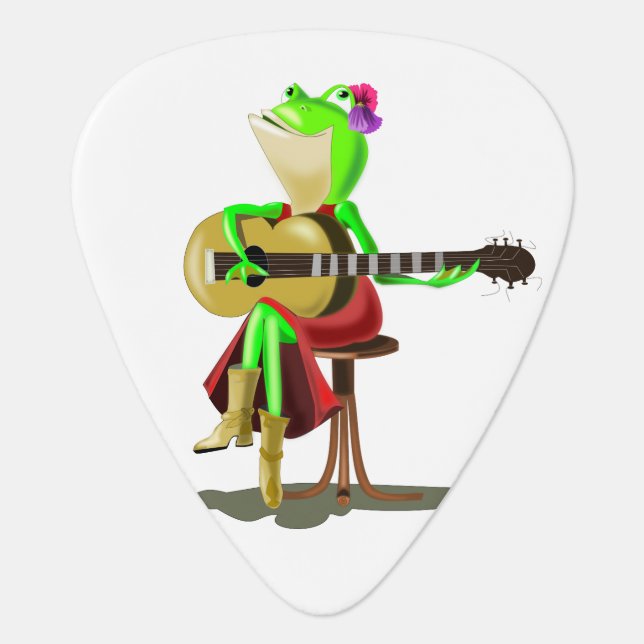 Funny Frog Playing Guitar Pick (Front)