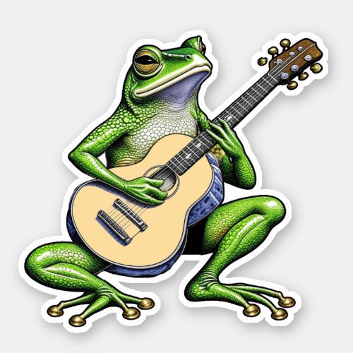 Funny Frog Playing Guitar Sticker